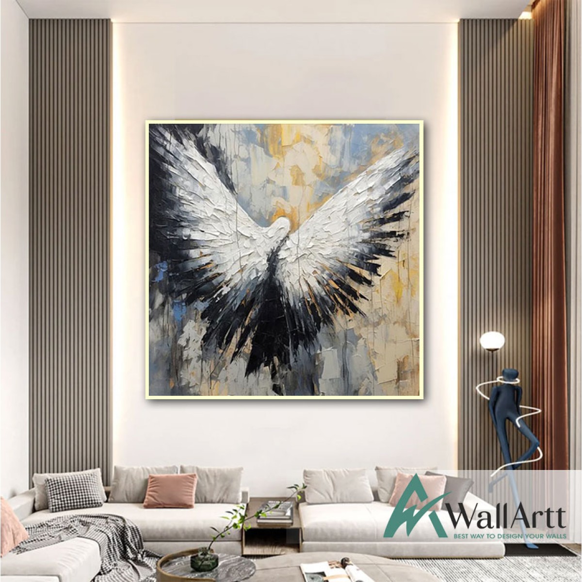 White Wings 3d Heavy Textured Partial Oil Painting